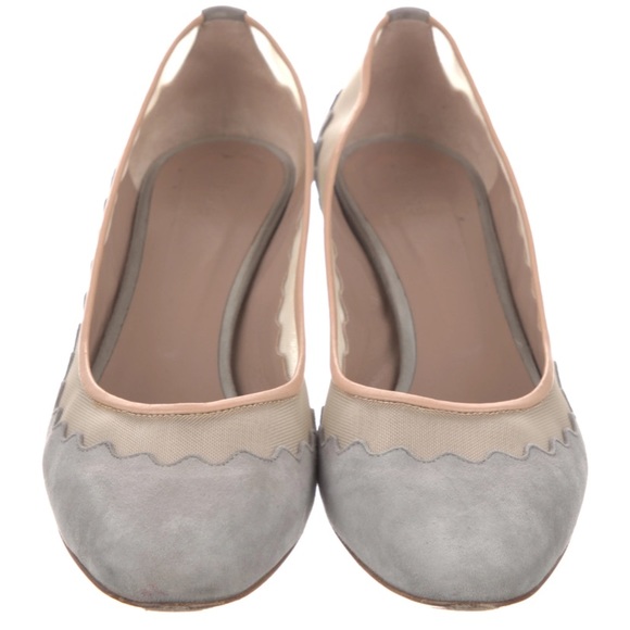 Chloé scalloped chunky heel in light blue/grey, Size 40 1/2 with box - Picture 5 of 7